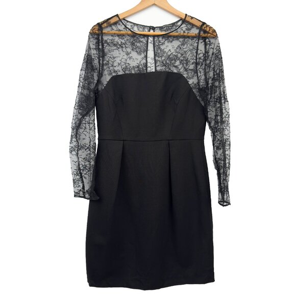 TARA JARMON Classic Lace Sleeves Cocktail Office LBD Black Dress sz 44β - Picture 1 of 7